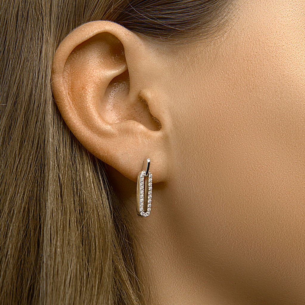 Oorhangers zirkonia zilver gerhodineerd