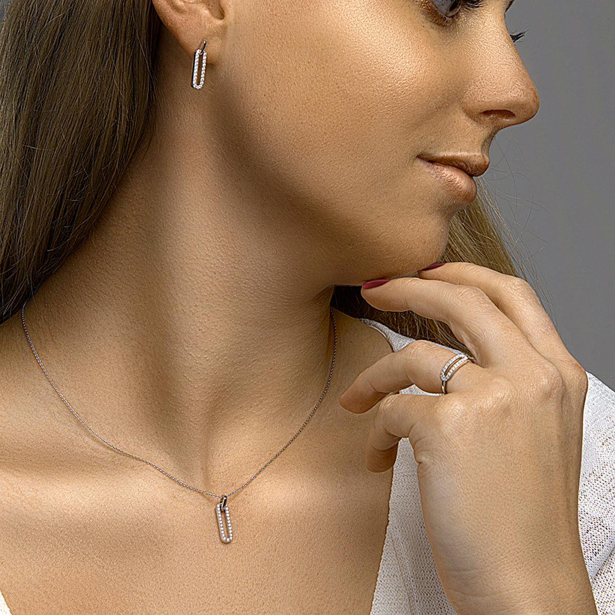 Oorhangers zirkonia zilver gerhodineerd