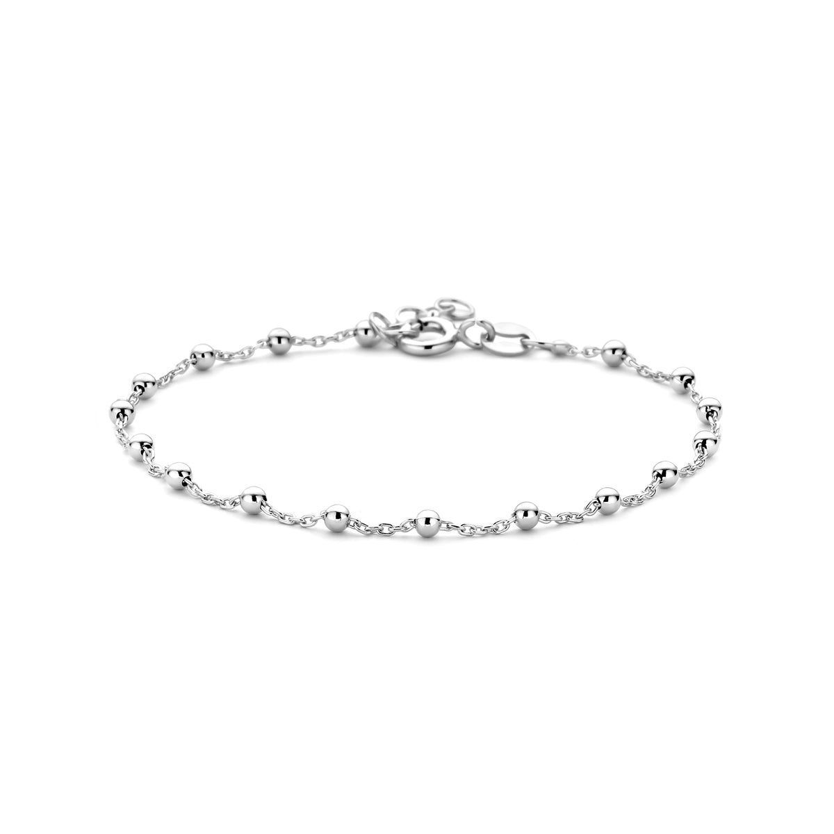 Armband bolletjes 2,5 mm 17 + 2 cm zilver gerhodineerd