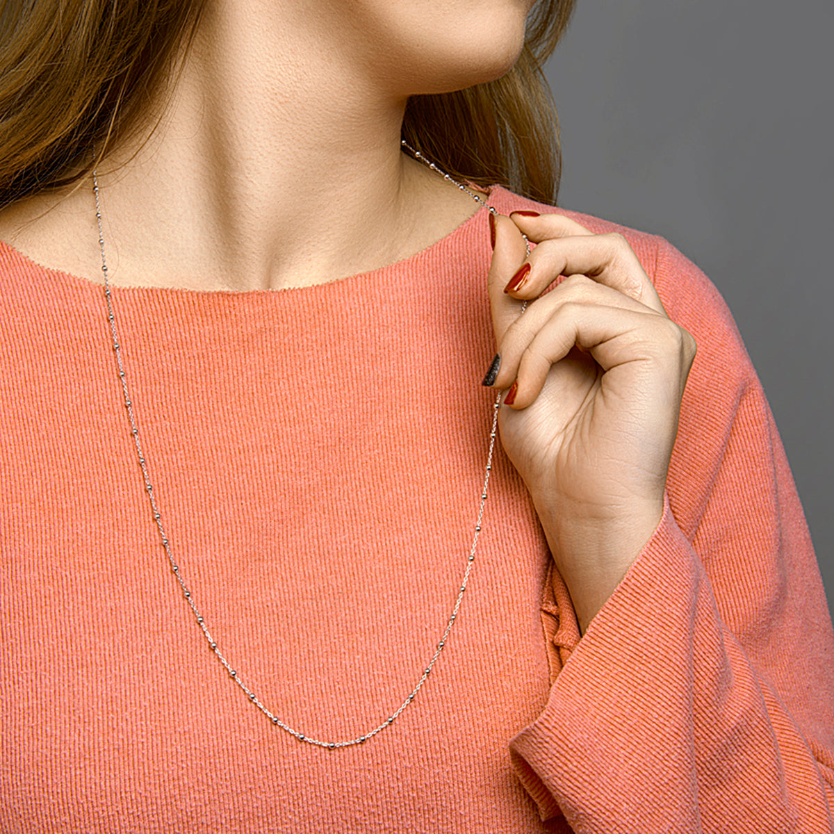 Collier bolletjes 2,5 mm 80 cm zilver gerhodineerd