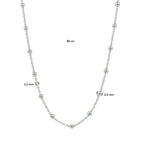 Collier bolletjes 2,5 mm 80 cm zilver gerhodineerd