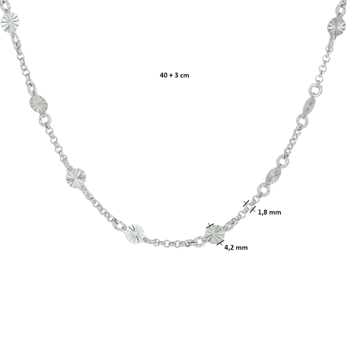 Collier 4,2 mm 40 + 3 cm zilver gerhodineerd