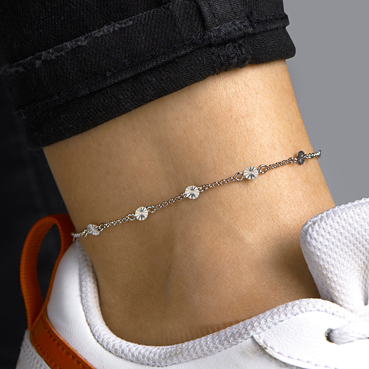 Enkelbandje 4,2 mm 24 + 2 cm zilver gerhodineerd