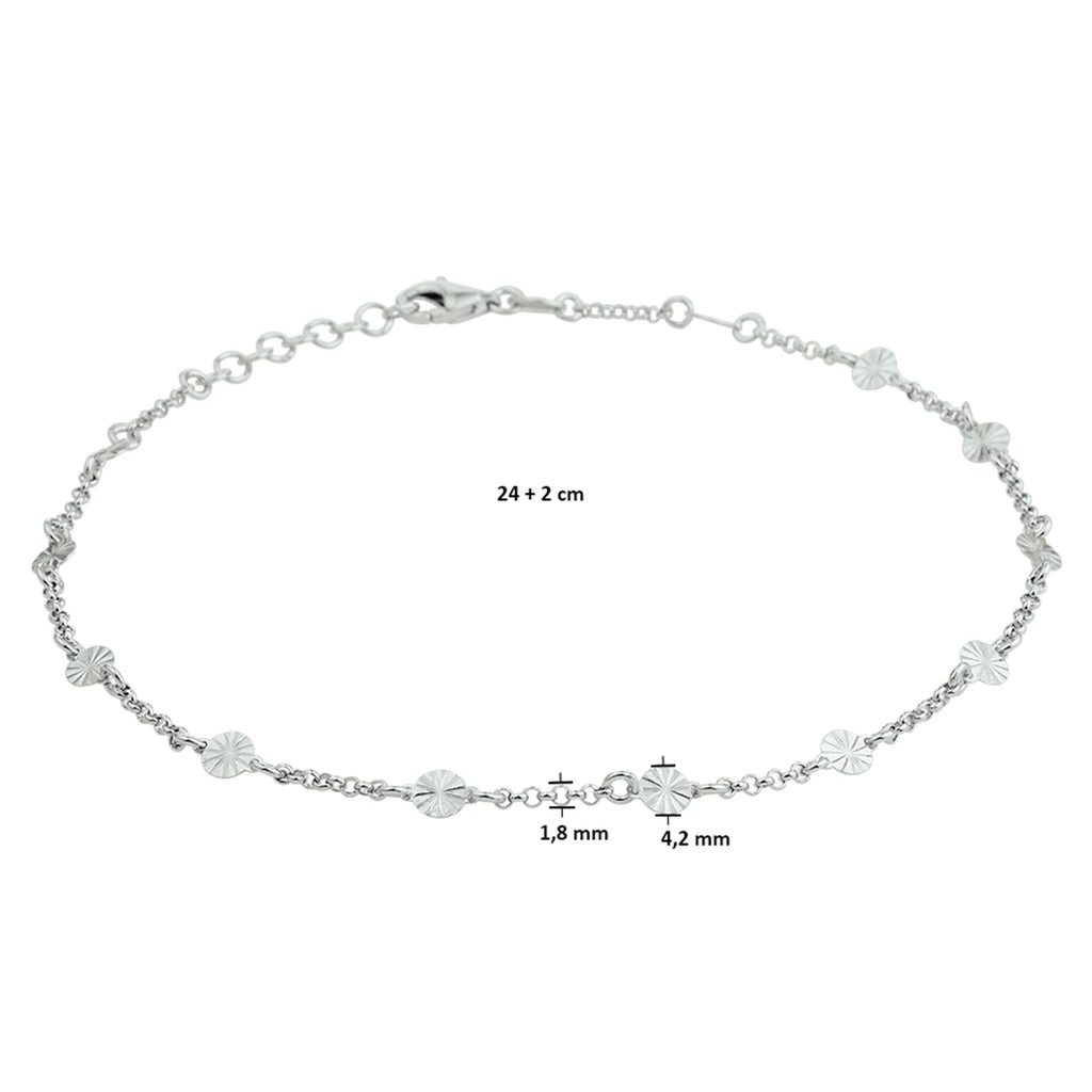 Enkelbandje 4,2 mm 24 + 2 cm zilver gerhodineerd