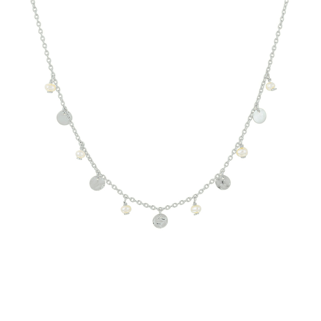 Collier parel 41 + 4 cm zilver gerhodineerd