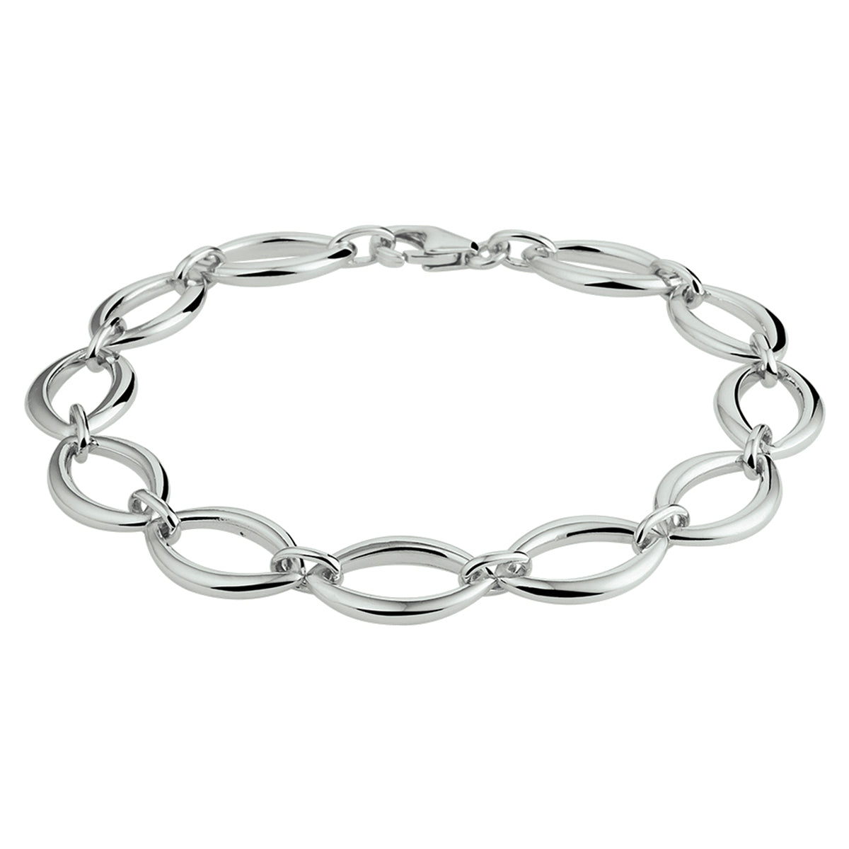 Armband 10 mm 19 cm zilver gerhodineerd