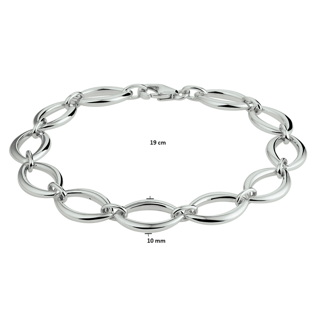 Armband 10 mm 19 cm zilver gerhodineerd