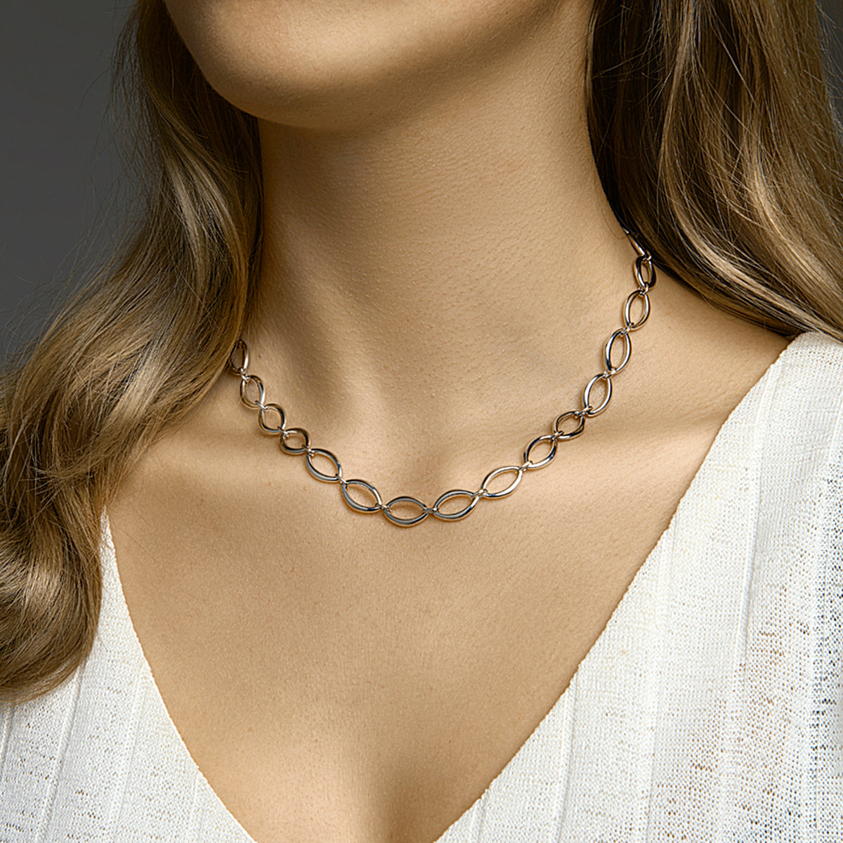 Collier 10 mm 45 cm zilver gerhodineerd