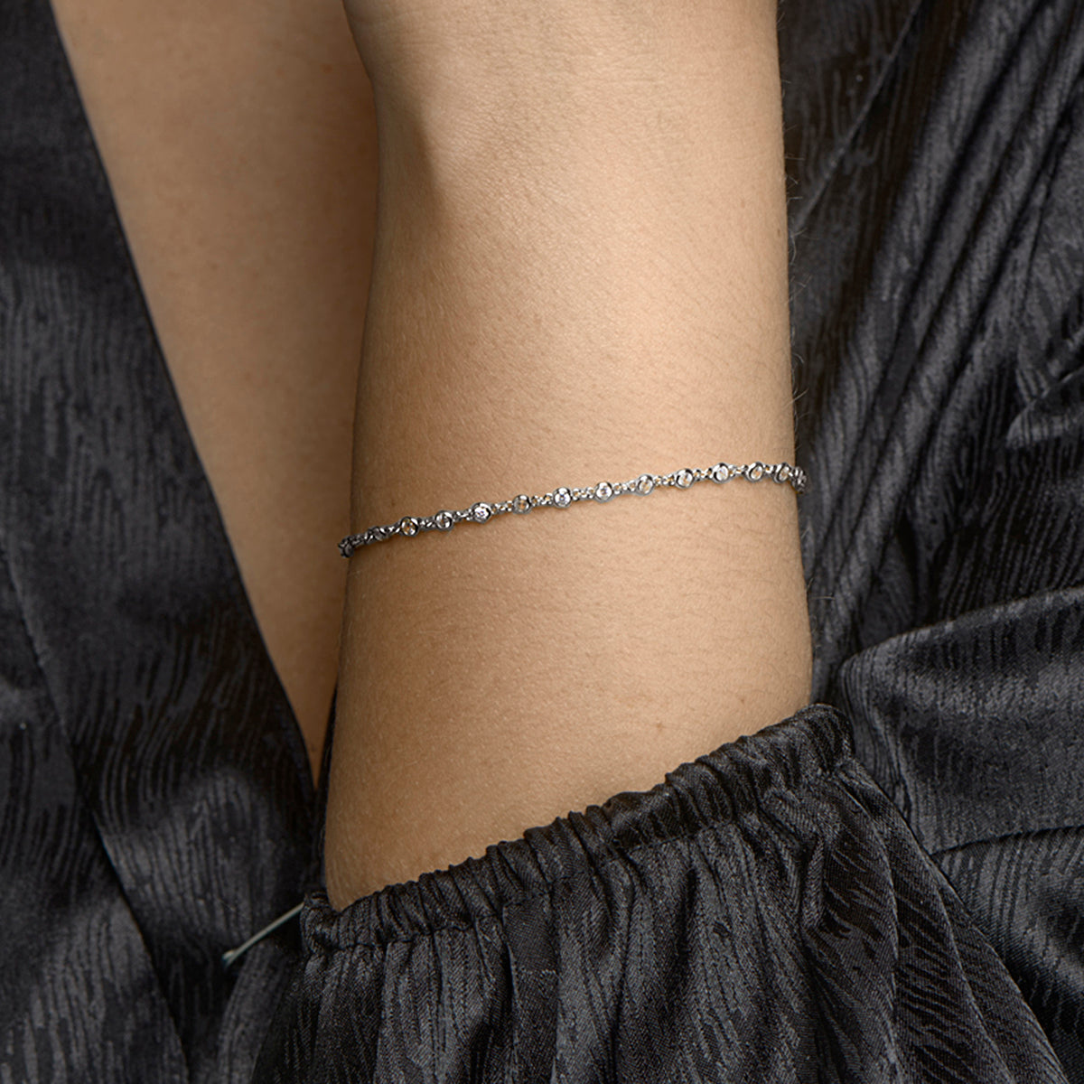 Armband zirkonia 16,5 + 2 cm zilver gerhodineerd