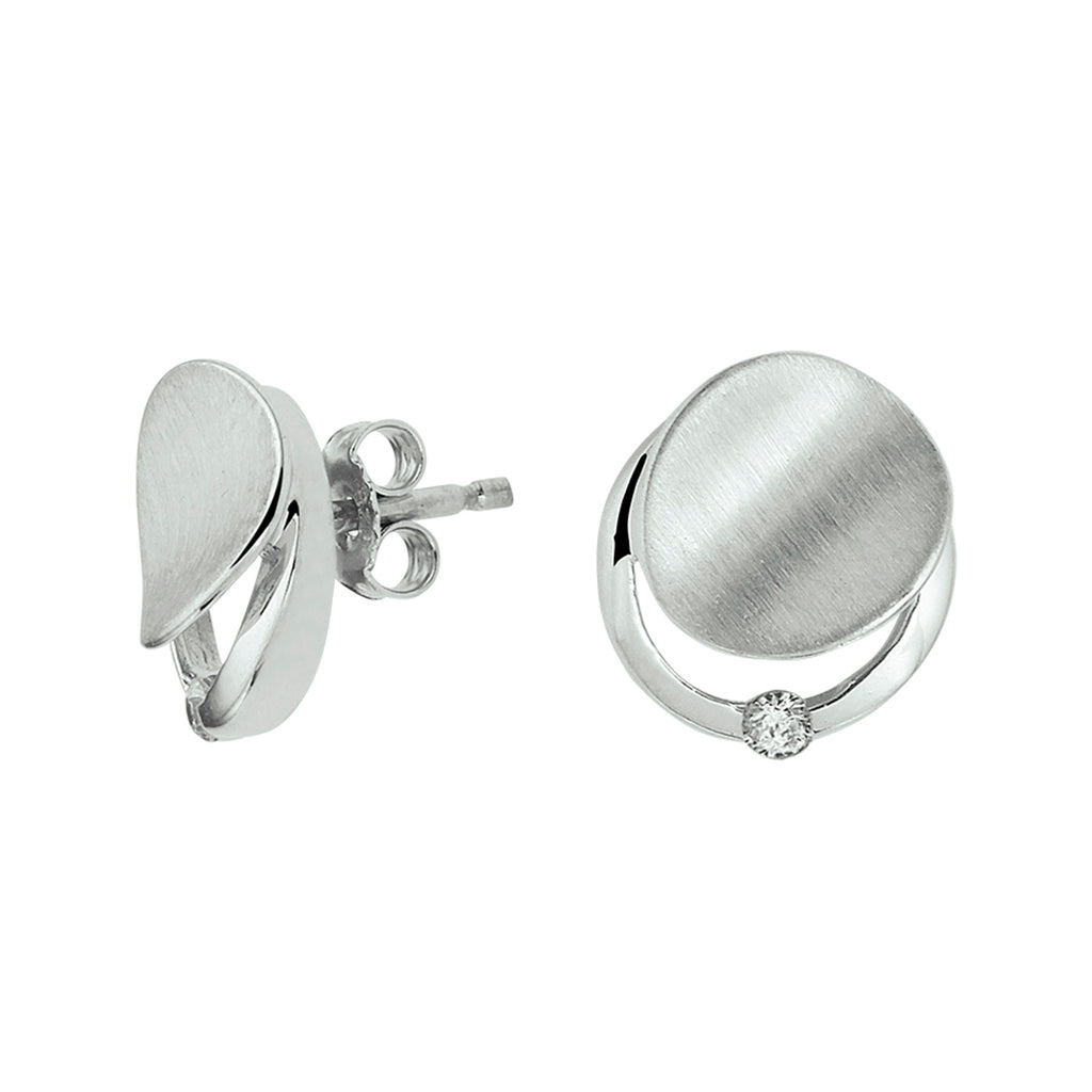 Oorknoppen zirkonia poli/mat1 zilver gerhodineerd