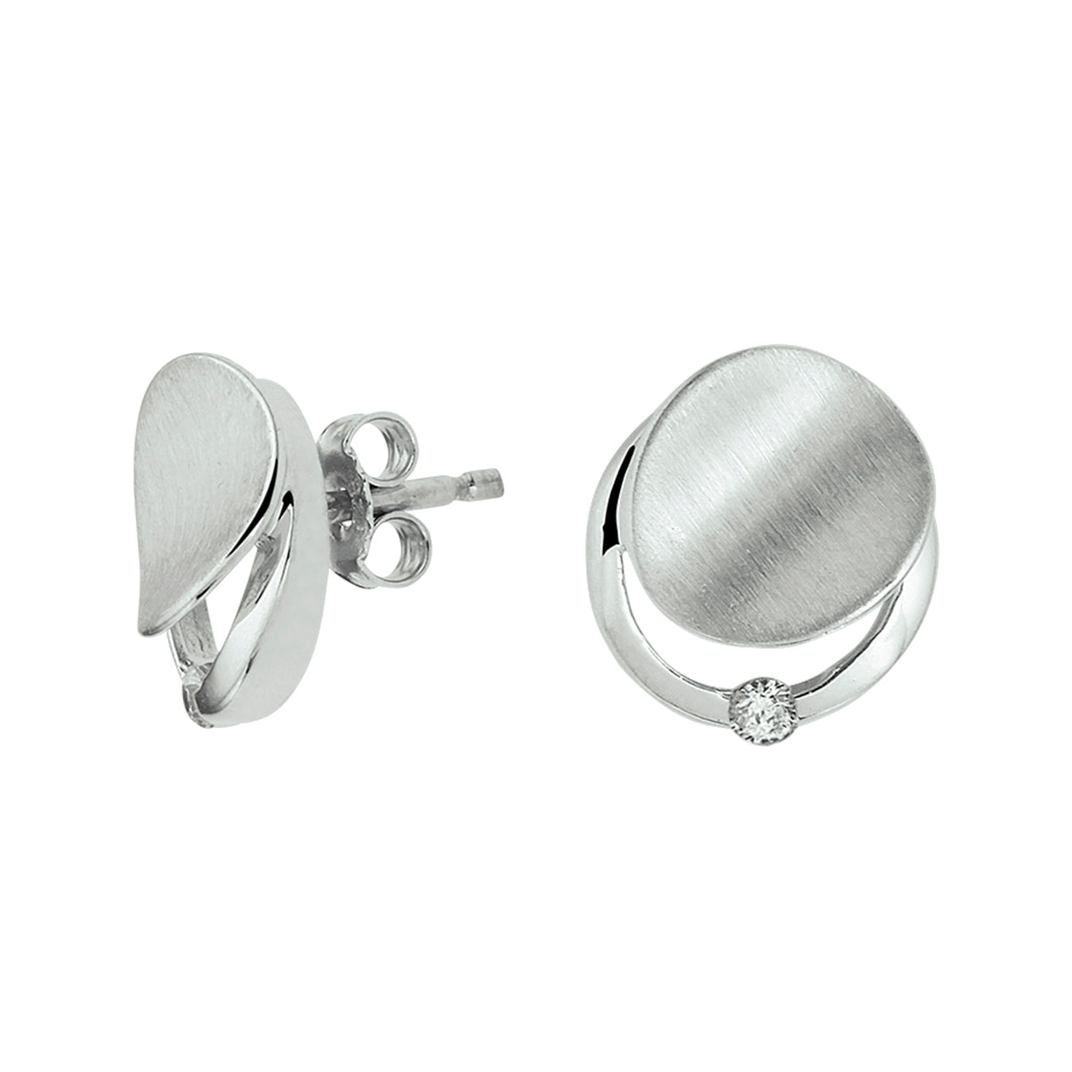 Oorknoppen zirkonia poli/mat1 zilver gerhodineerd