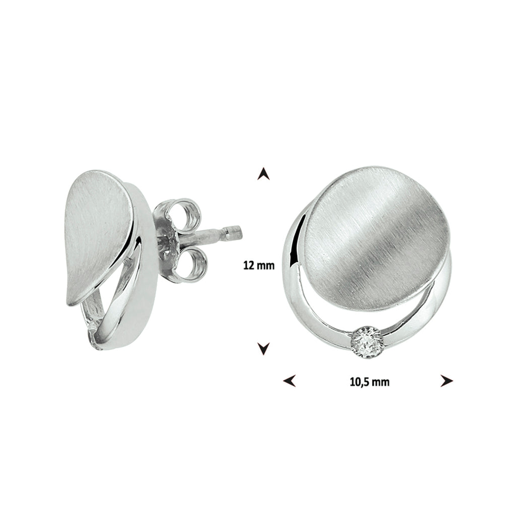 Oorknoppen zirkonia poli/mat1 zilver gerhodineerd