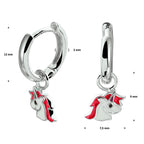 Oorringen eenhoorn zilver gerhodineerd