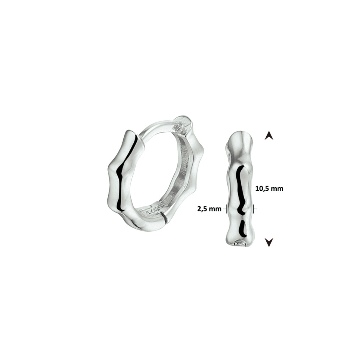 Klapoorringen zilver gerhodineerd