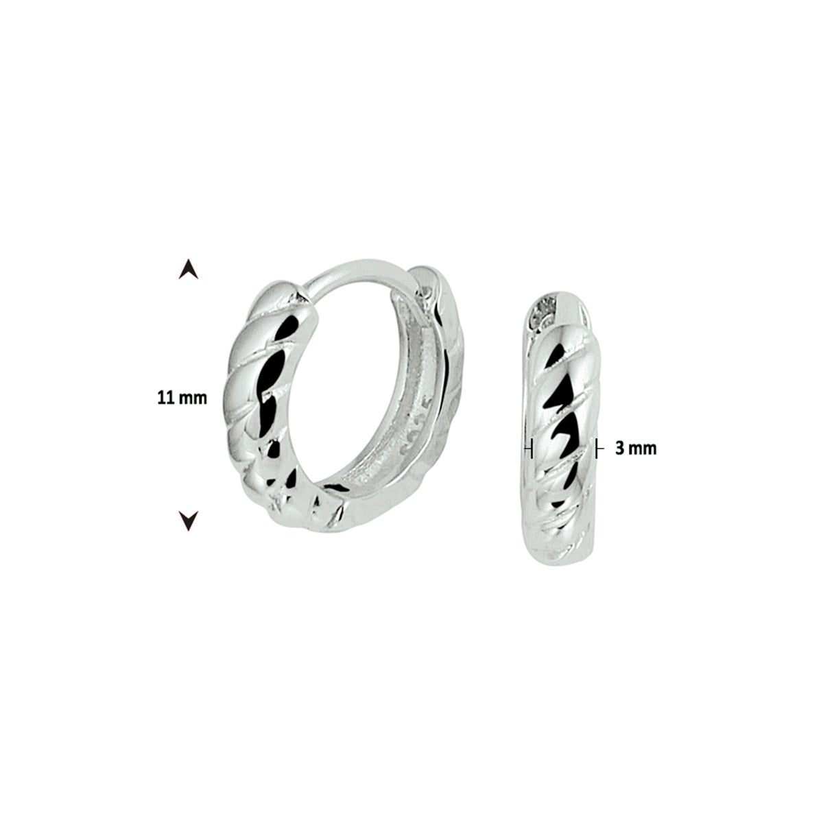 Klapoorringen zilver gerhodineerd