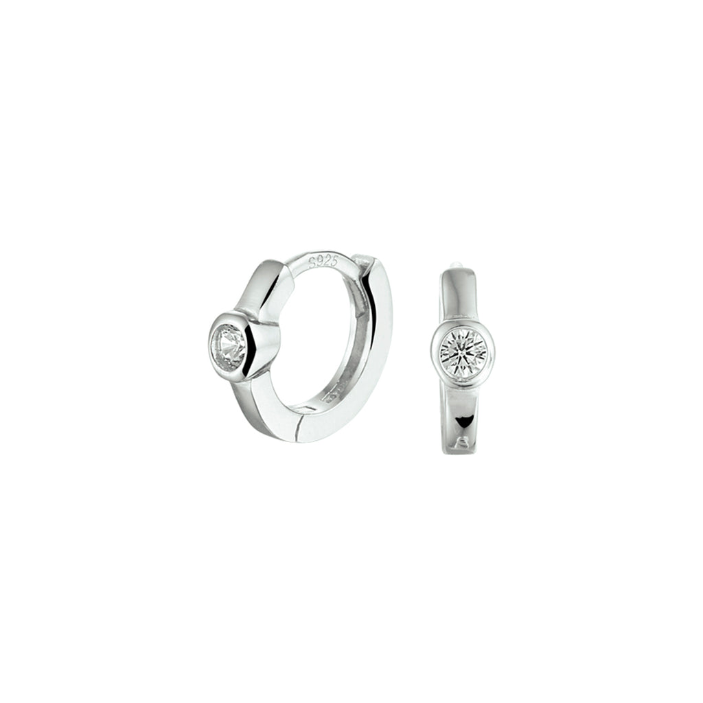 Klapoorringen zirkonia zilver gerhodineerd