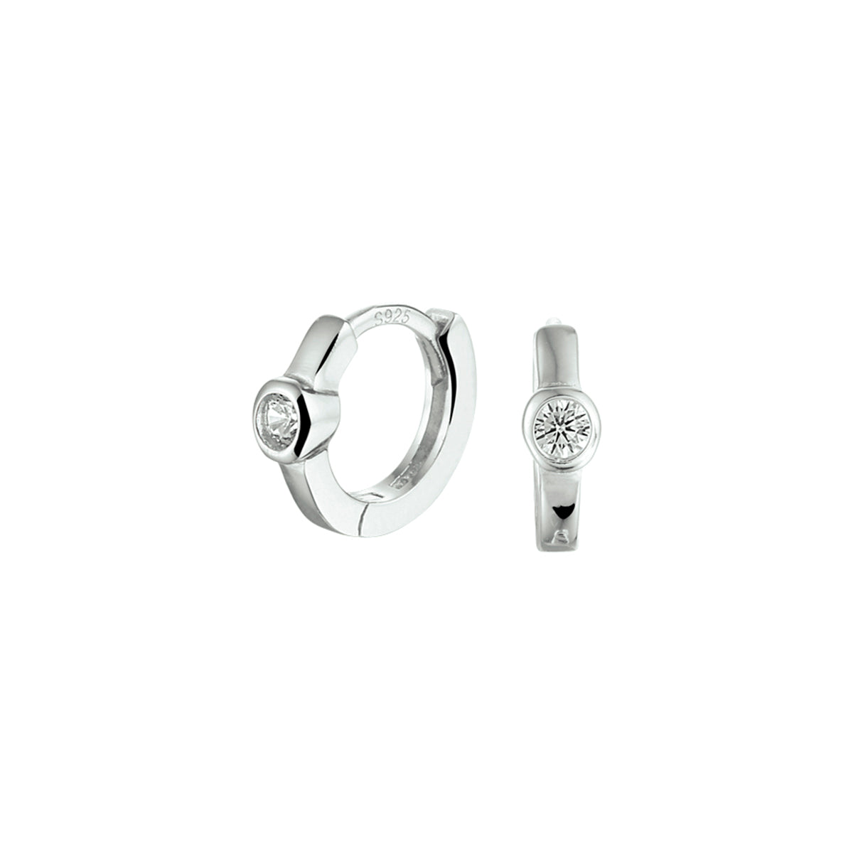Klapoorringen zirkonia zilver gerhodineerd