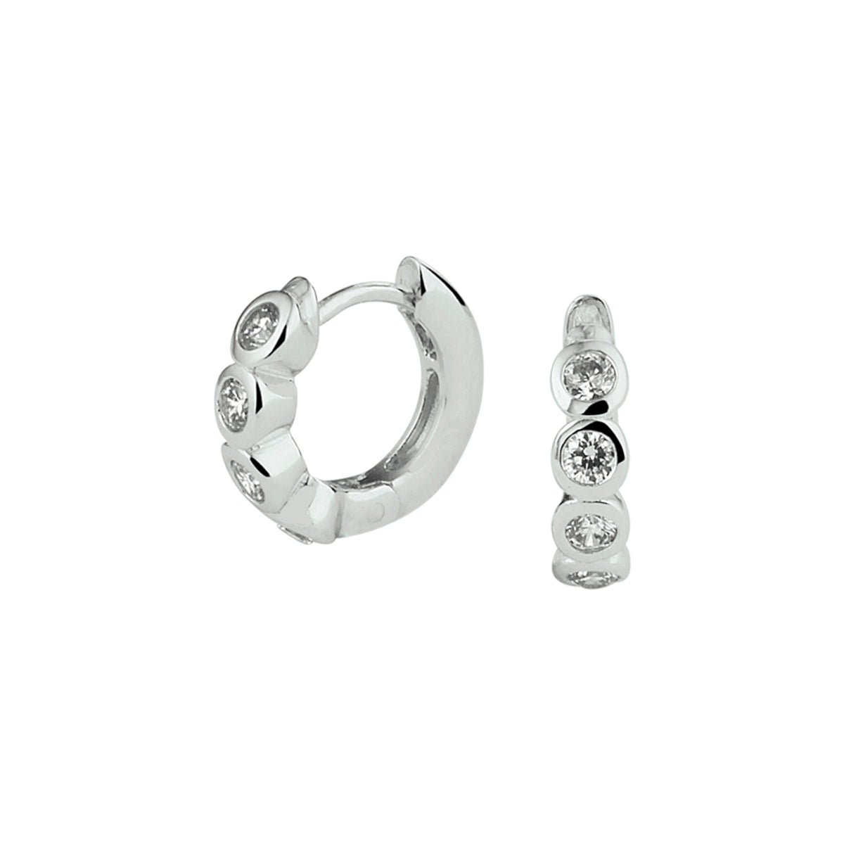 Klapoorringen zirkonia zilver gerhodineerd