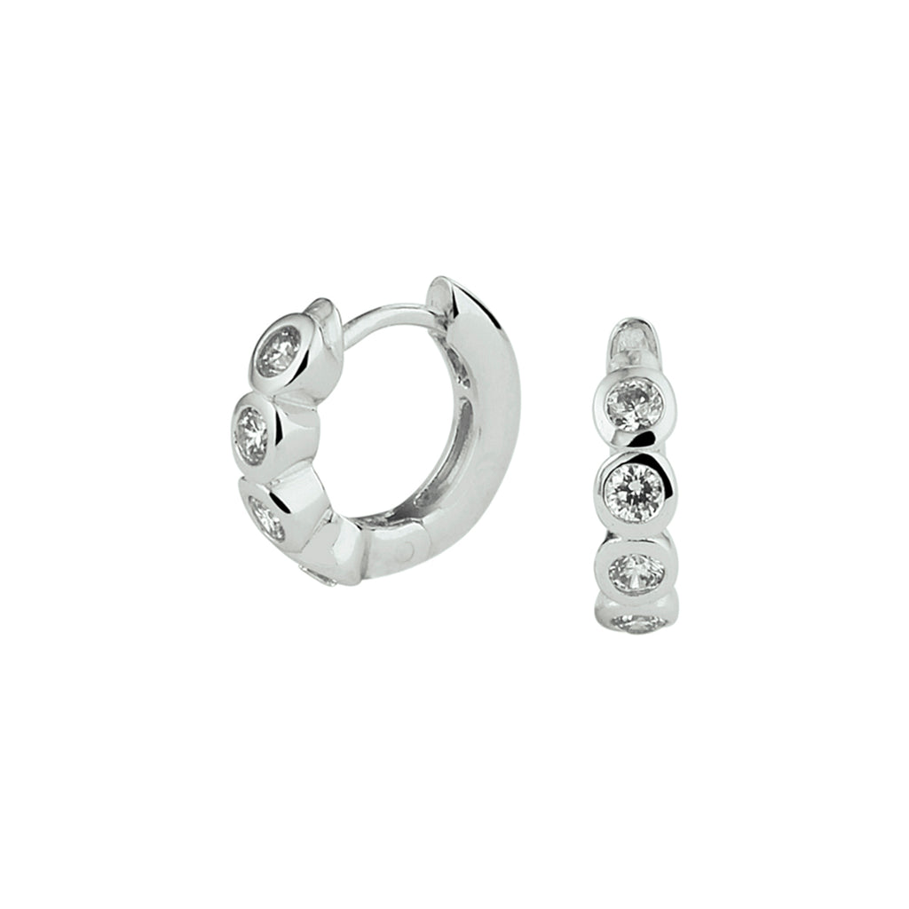 Klapoorringen zirkonia zilver gerhodineerd