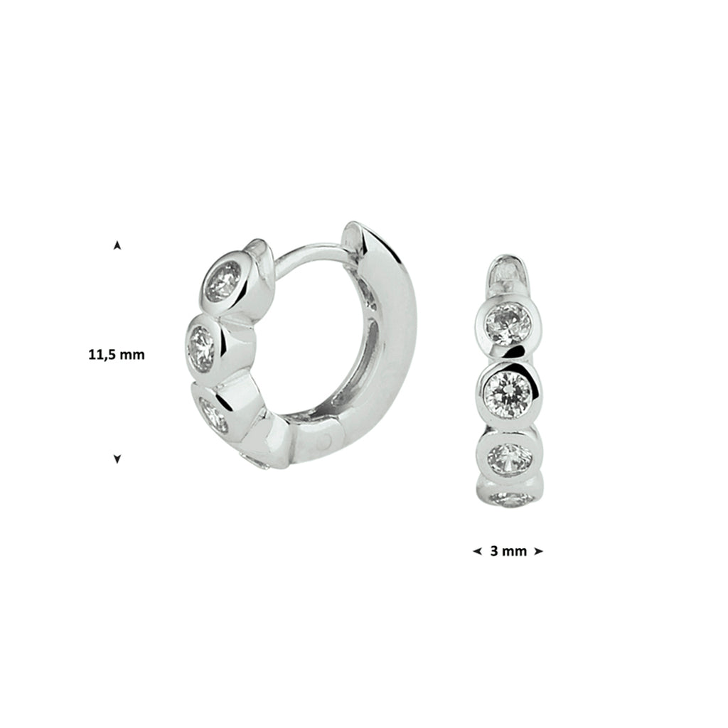 Klapoorringen zirkonia zilver gerhodineerd
