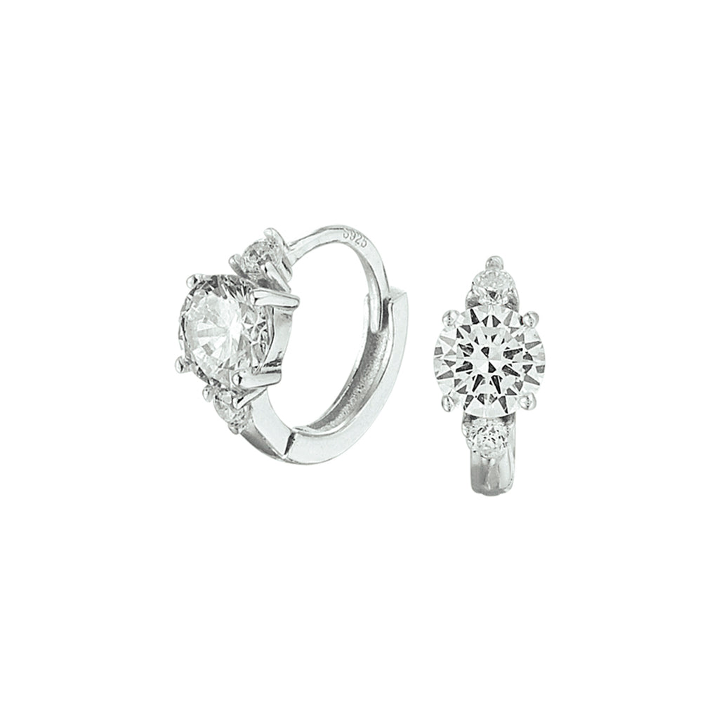 Klapoorringen zirkonia zilver gerhodineerd