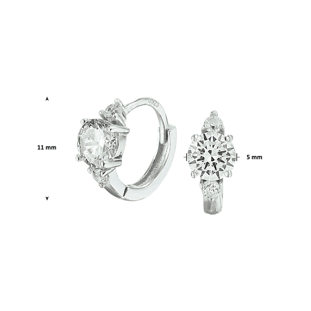 Klapoorringen zirkonia zilver gerhodineerd