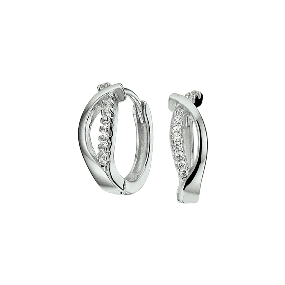 Klapoorringen zirkonia zilver gerhodineerd