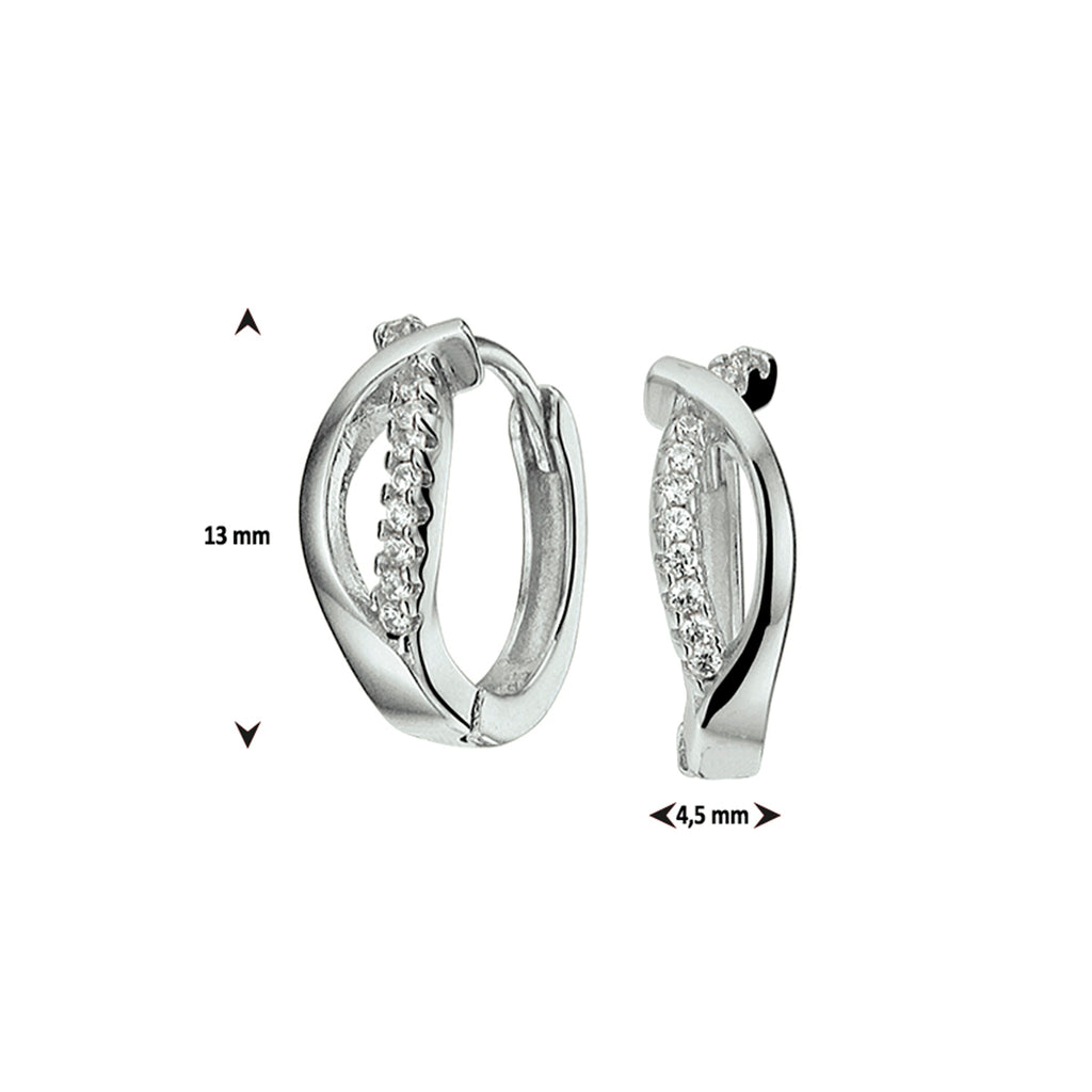 Klapoorringen zirkonia zilver gerhodineerd