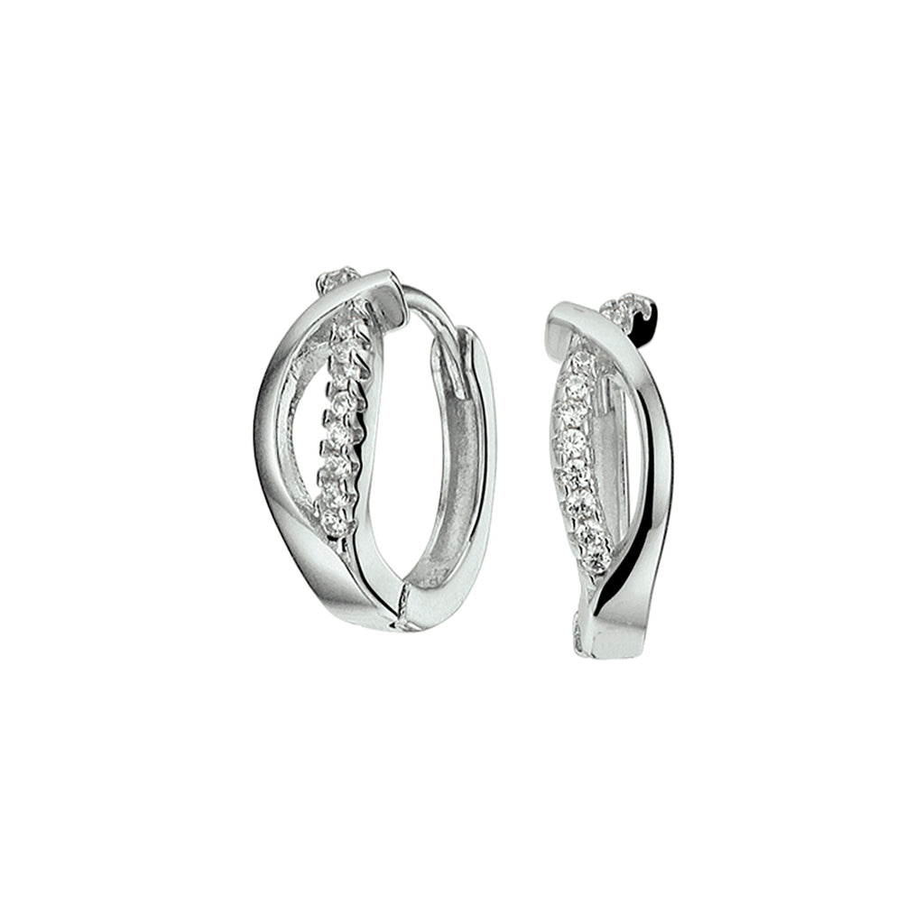 Klapoorringen zirkonia zilver gerhodineerd
