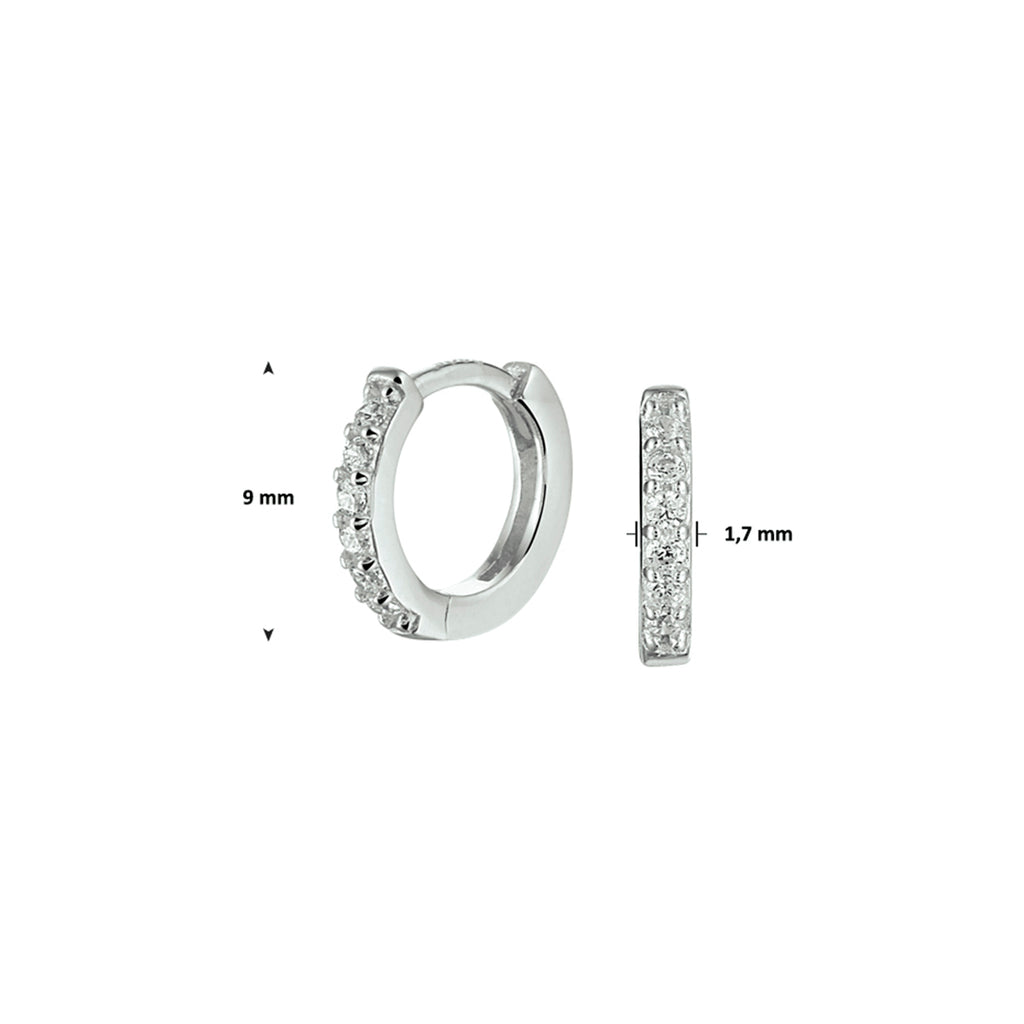 Klapoorringen zirkonia zilver gerhodineerd
