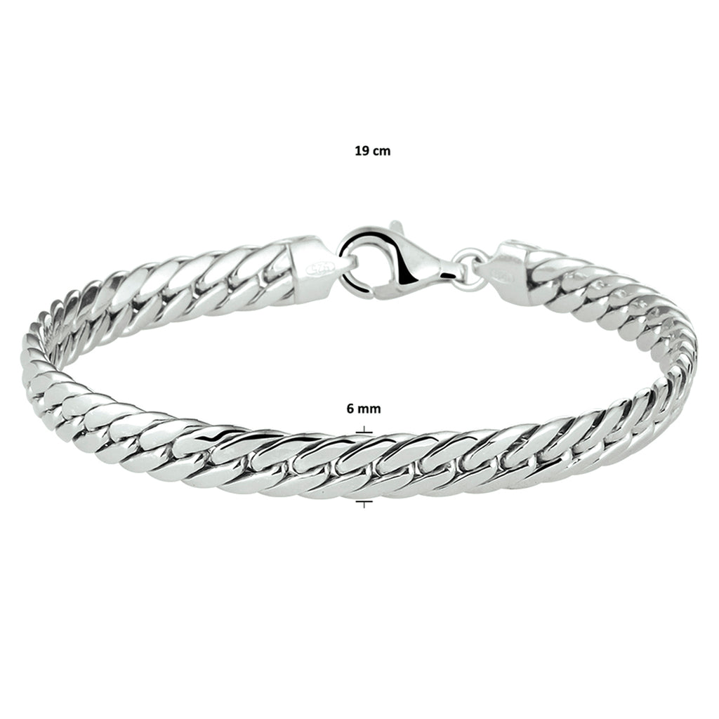 Armband gourmet 6,0 mm 19 cm zilver gerhodineerd