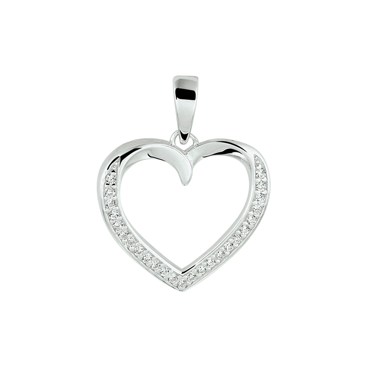 Hanger hart zirkonia zilver gerhodineerd