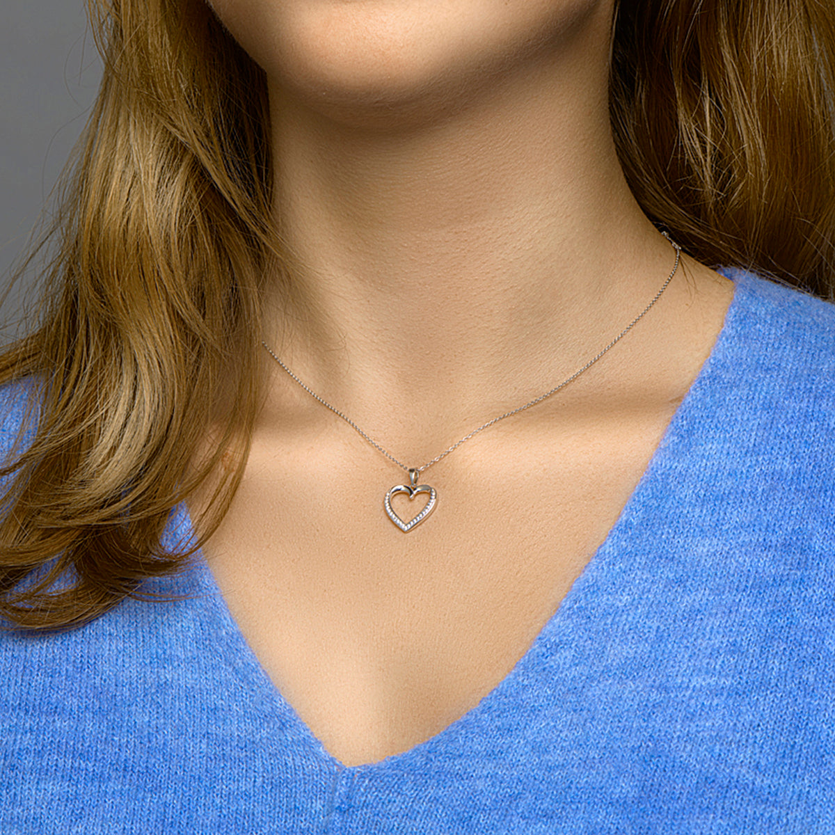 Hanger hart zirkonia zilver gerhodineerd