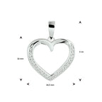 Hanger hart zirkonia zilver gerhodineerd