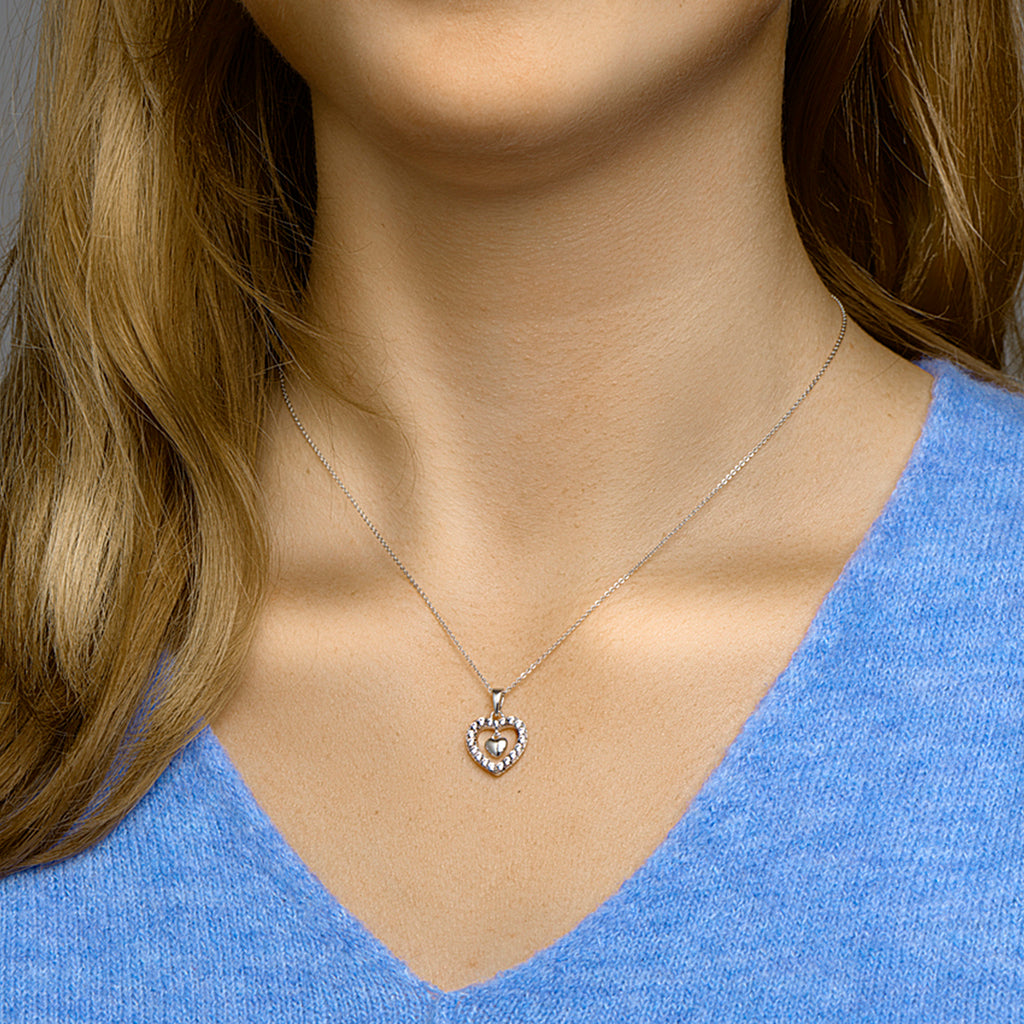 Hanger hart zirkonia zilver gerhodineerd