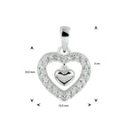 Hanger hart zirkonia zilver gerhodineerd