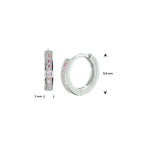 Klapoorringen roze zirkonia zilver gerhodineerd