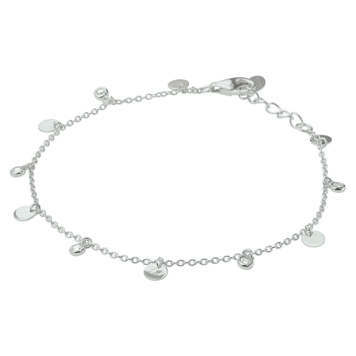 Armband zirkonia 16,5 + 2 cm zilver gerhodineerd