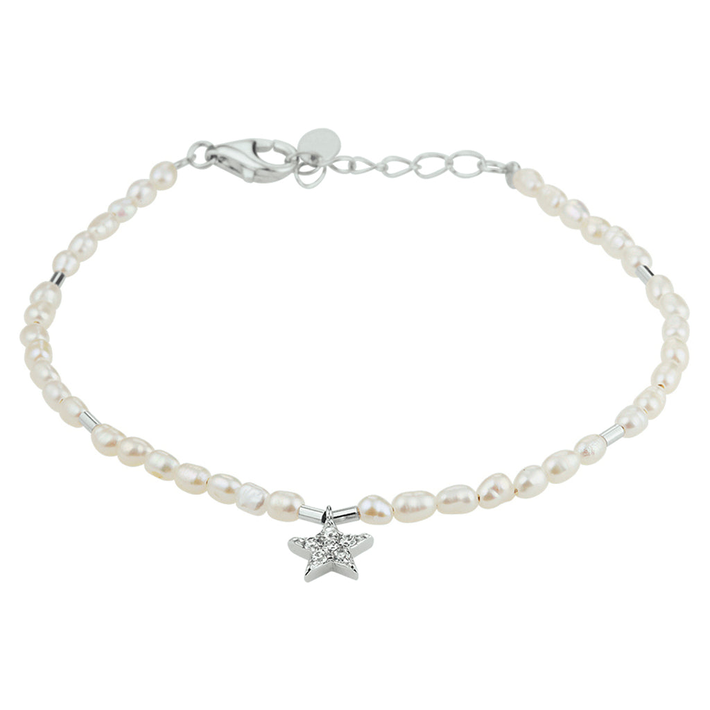 Armband parel en ster zirkonia zilver gerhodineerd