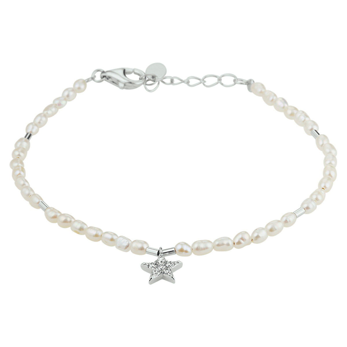 Armband parel en ster zirkonia zilver gerhodineerd