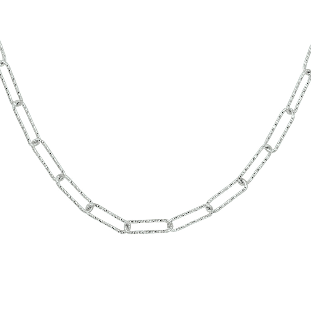 Collier paperclip ronde buis 3,4 mm 45 cm zilver gerhodineerd