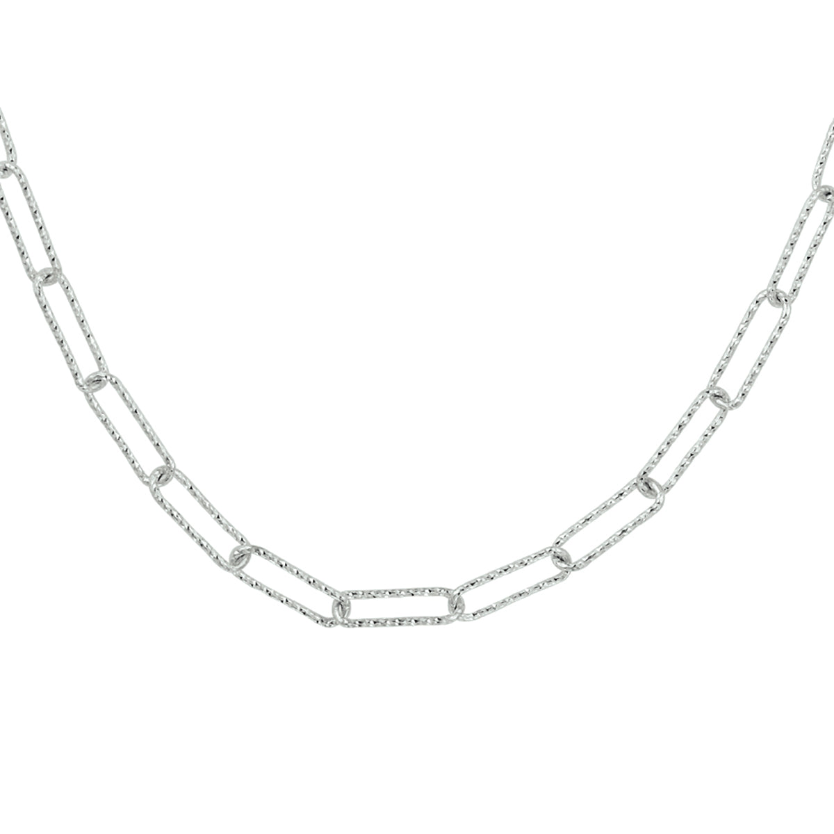 Collier paperclip ronde buis 3,4 mm 45 cm zilver gerhodineerd