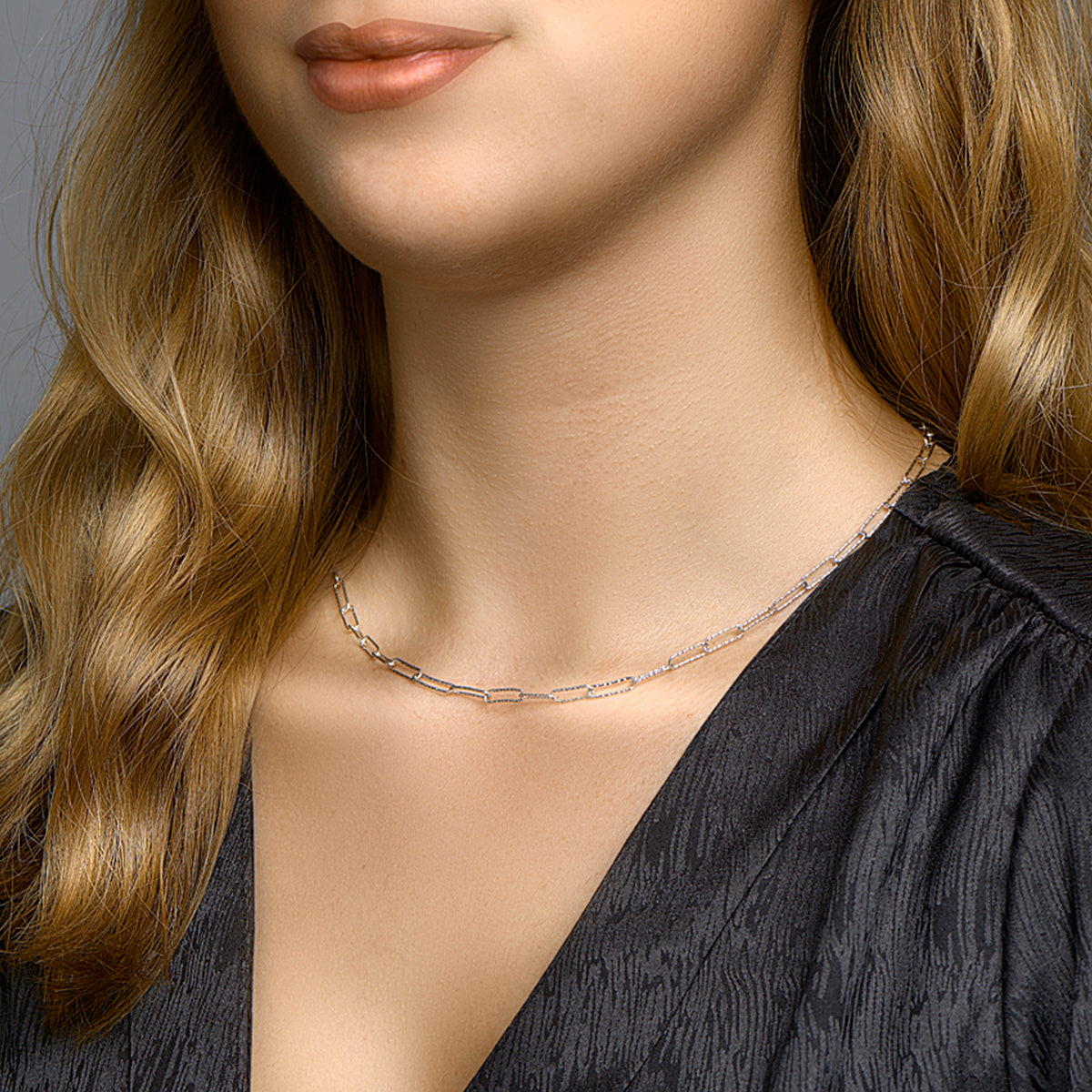 Collier paperclip ronde buis 3,4 mm 45 cm zilver gerhodineerd