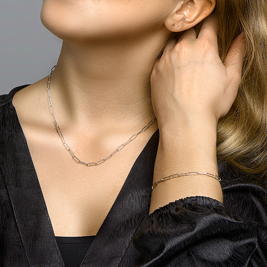 Collier paperclip ronde buis 3,4 mm 45 cm zilver gerhodineerd