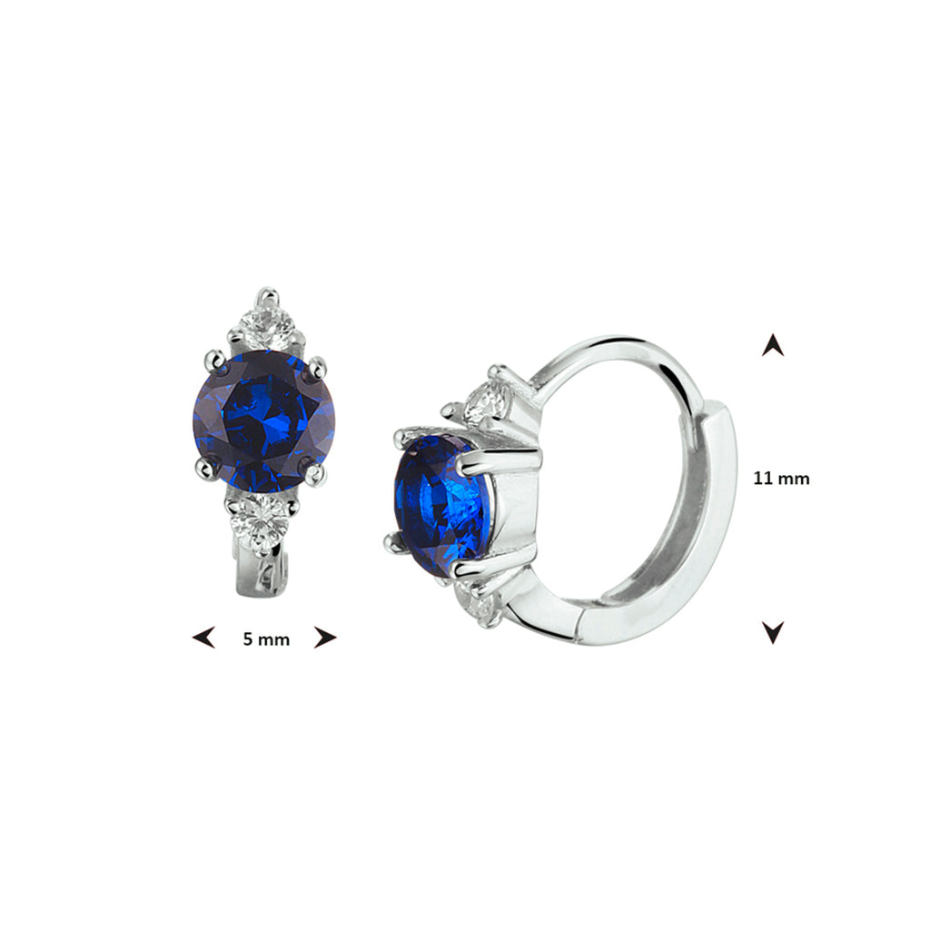 Klapoorringen synth. saffier zilver gerhodineerd