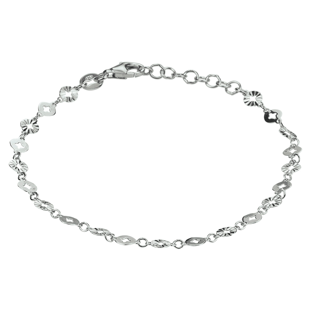 Armband rondjes 4,0 mm 16 + 2 cm zilver gerhodineerd