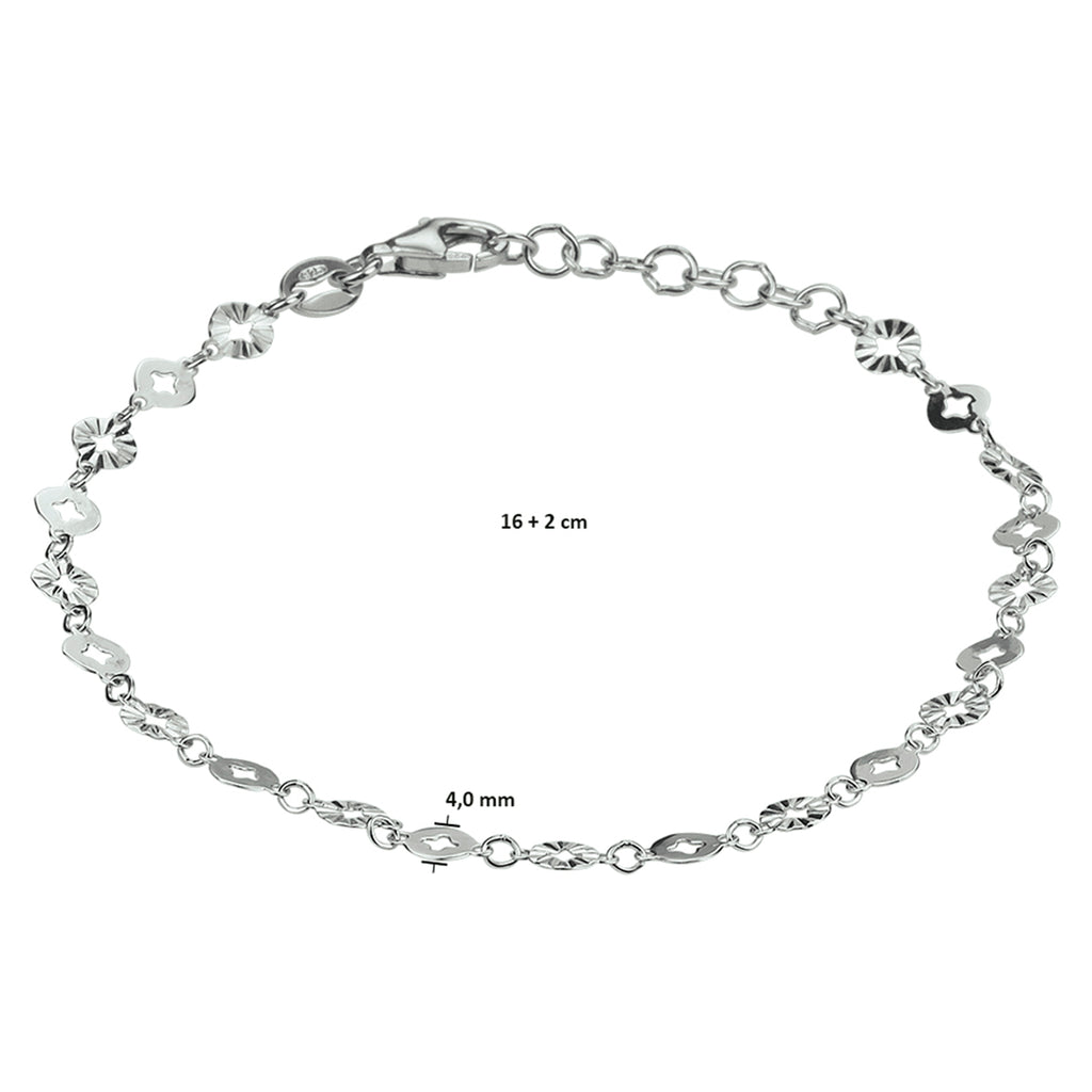 Armband rondjes 4,0 mm 16 + 2 cm zilver gerhodineerd