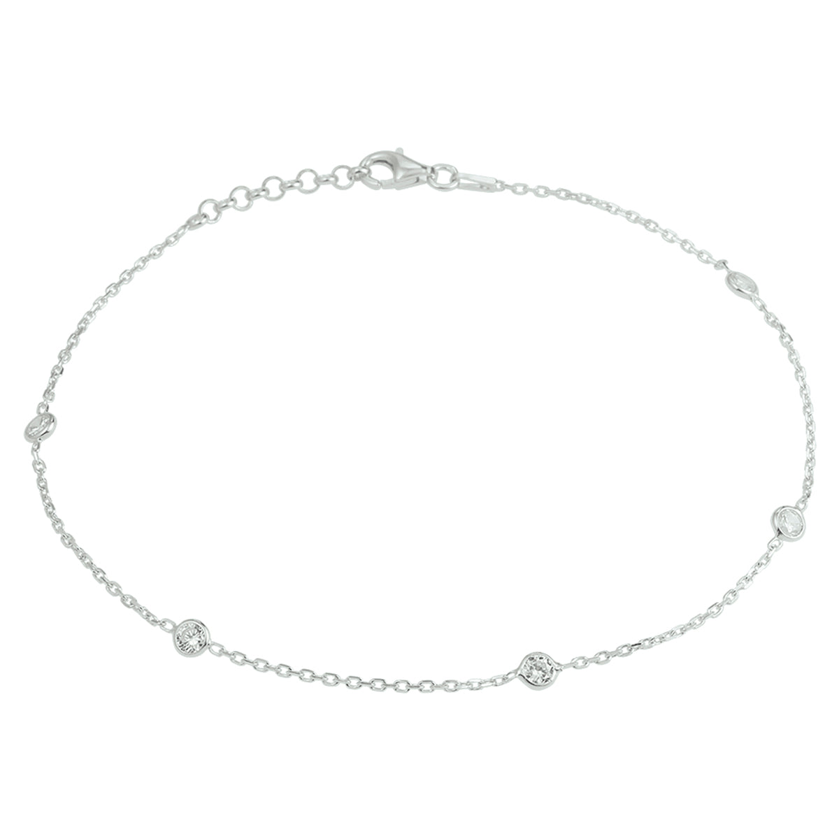 Enkelbandje zirkonia 24 + 2 cm zilver gerhodineerd