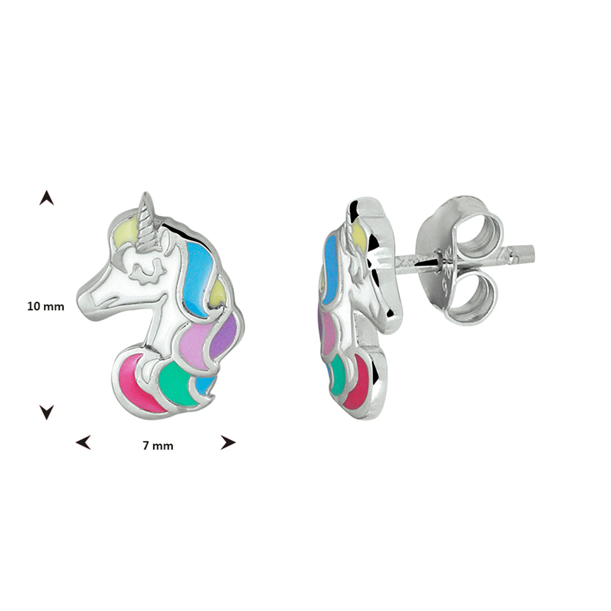 Oorknoppen eenhoorn zilver gerhodineerd