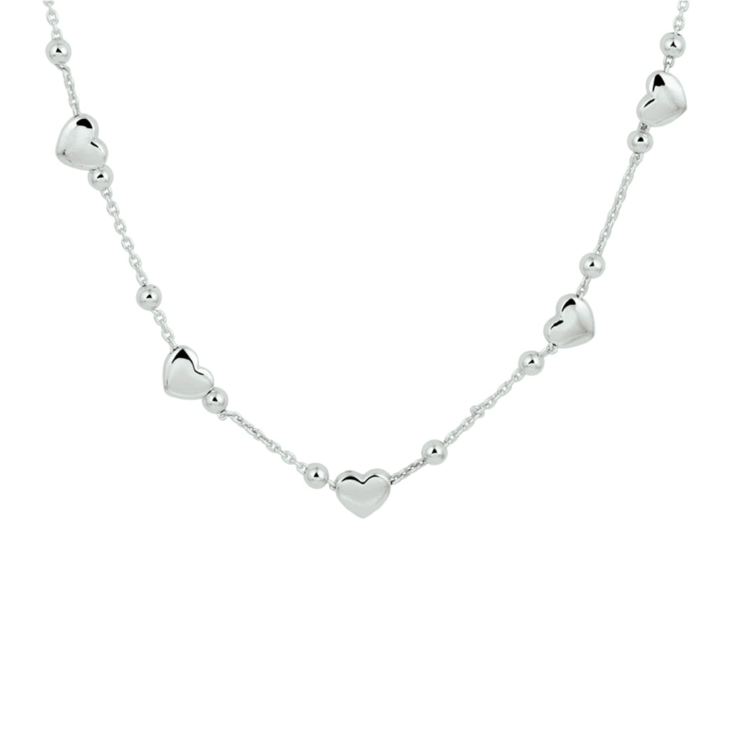 Collier hartjes 36 + 3 cm zilver gerhodineerd